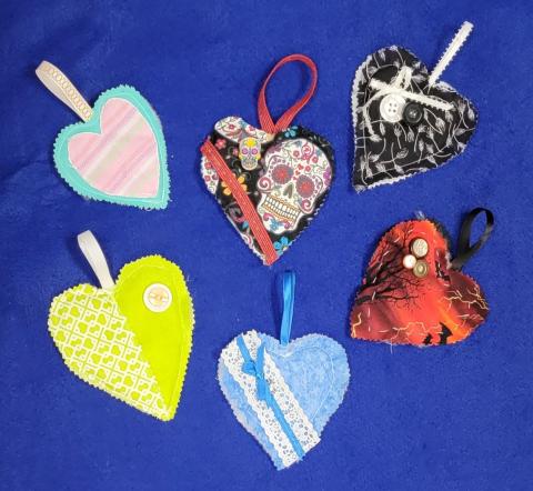 Image shows a variety of multicolor heart designs